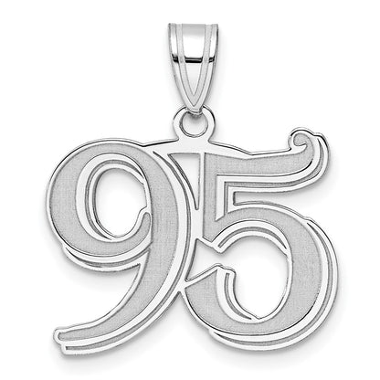 14K White Gold Polished Etched Number 95 Pendant