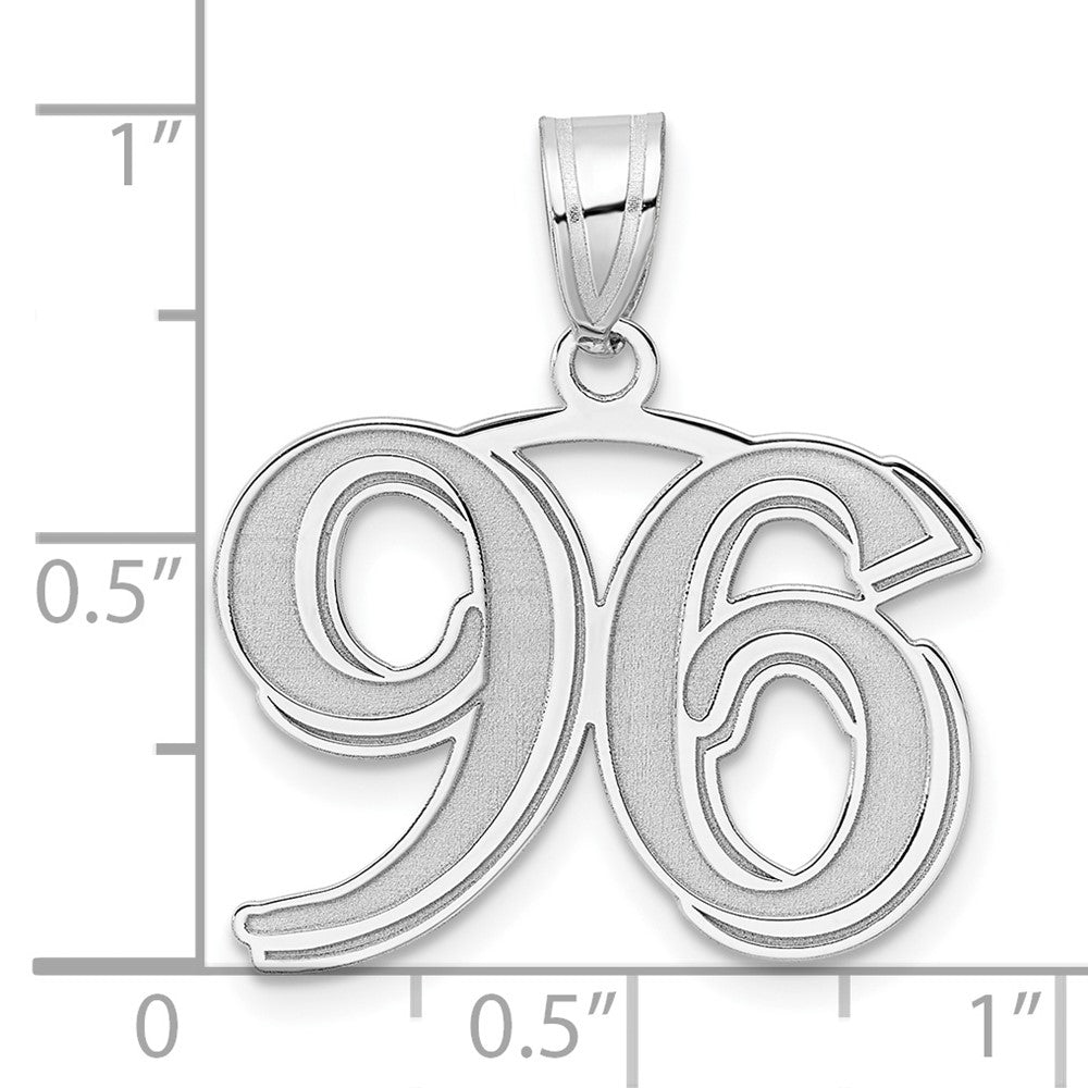 14K White Gold Polished Etched Number 96 Pendant