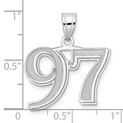 14K White Gold Polished Etched Number 97 Pendant
