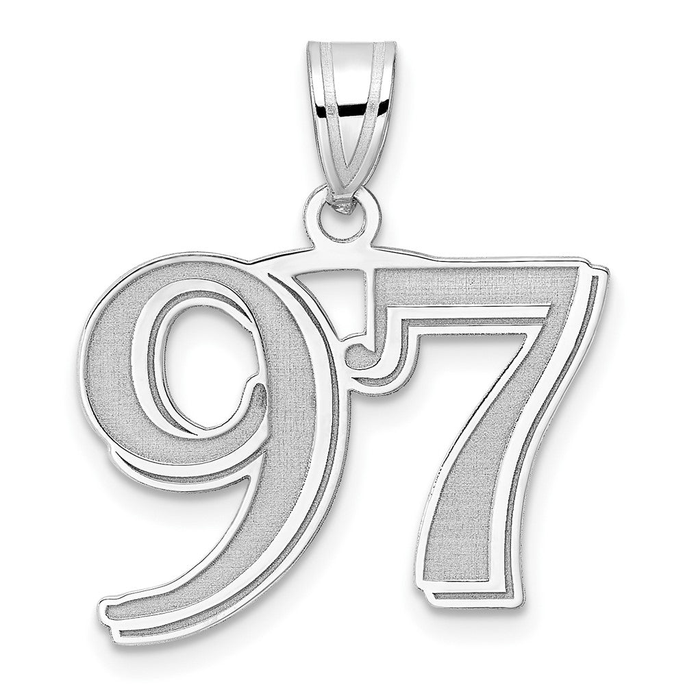 14K White Gold Polished Etched Number 97 Pendant