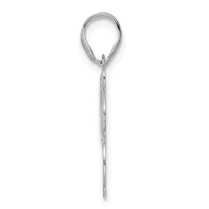 14K White Gold Polished Etched Number 98 Pendant