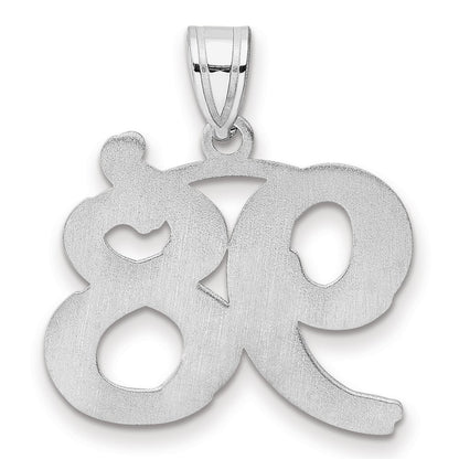 14K White Gold Polished Etched Number 98 Pendant