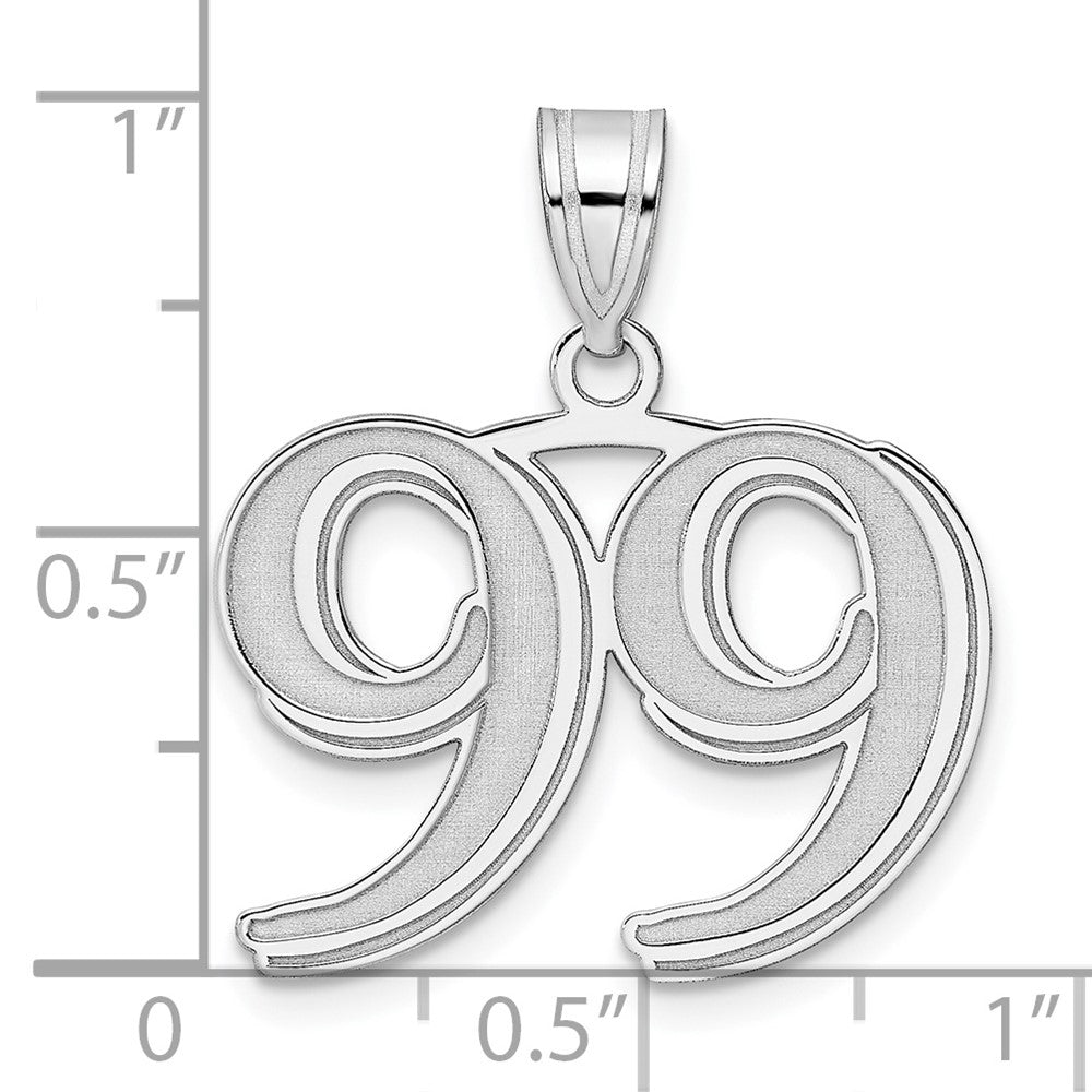14K White Gold Polished Etched Number 99 Pendant