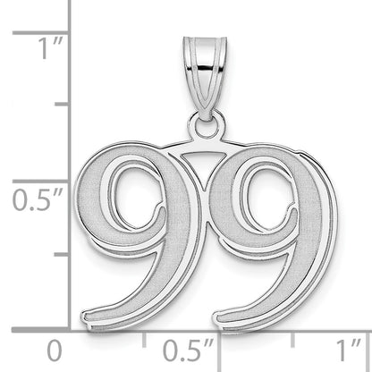 14K White Gold Polished Etched Number 99 Pendant