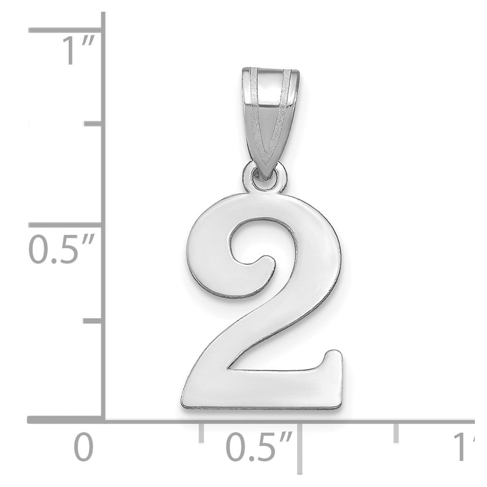 14K White Gold Polished Number 2 Pendant