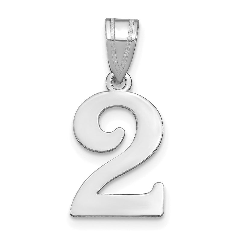 14K White Gold Polished Number 2 Pendant