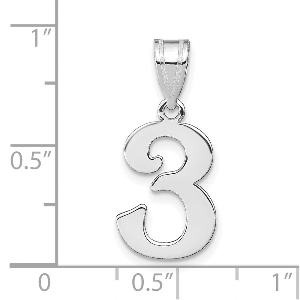 14K White Gold Polished Number 3 Pendant