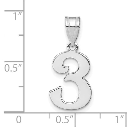 14K White Gold Polished Number 3 Pendant