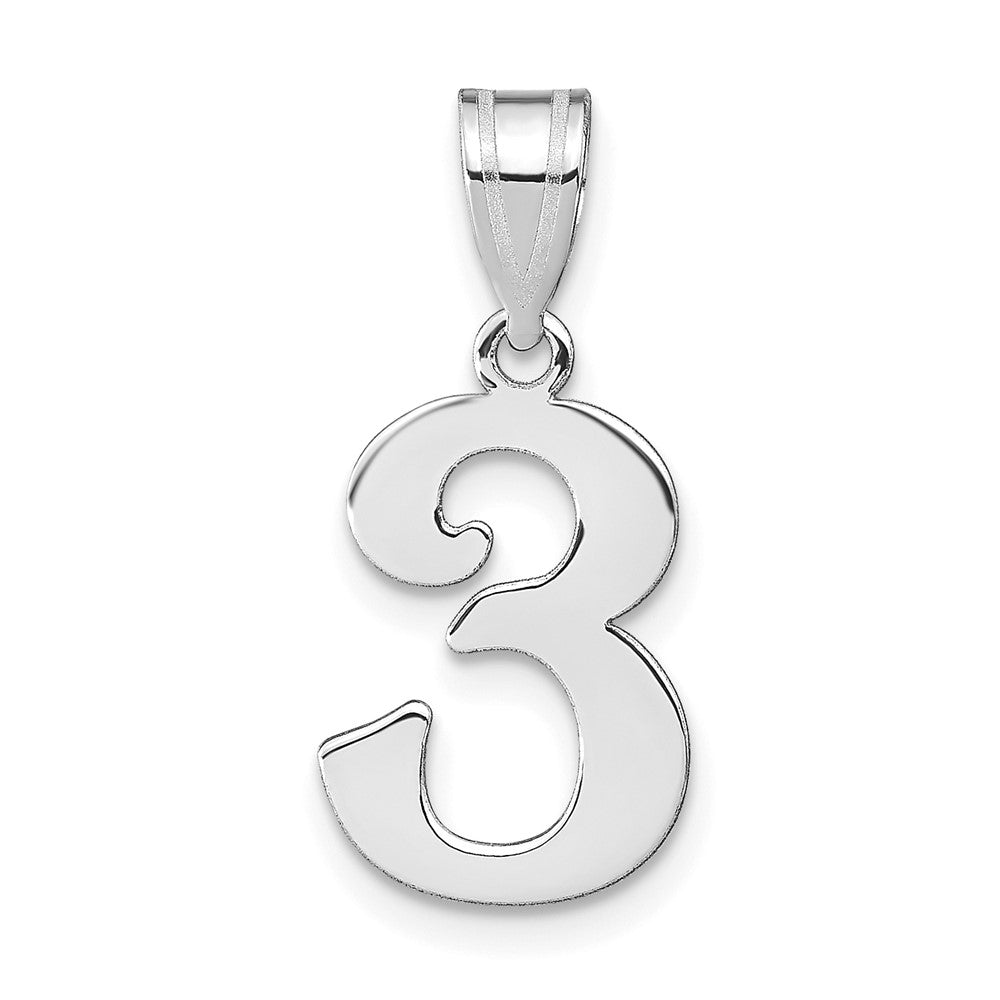 14K White Gold Polished Number 3 Pendant