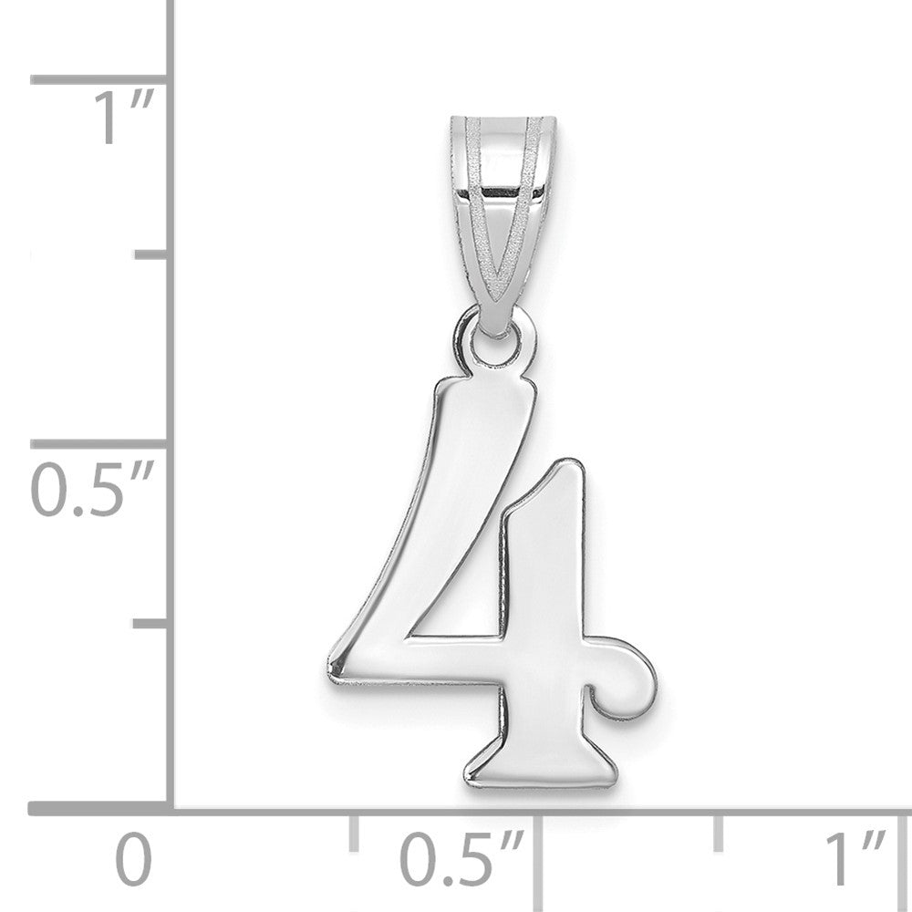 14K White Gold Polished Number 4 Pendant