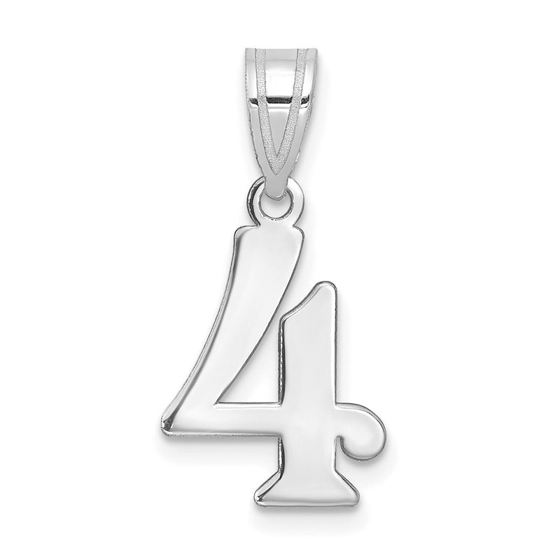 14K White Gold Polished Number 4 Pendant