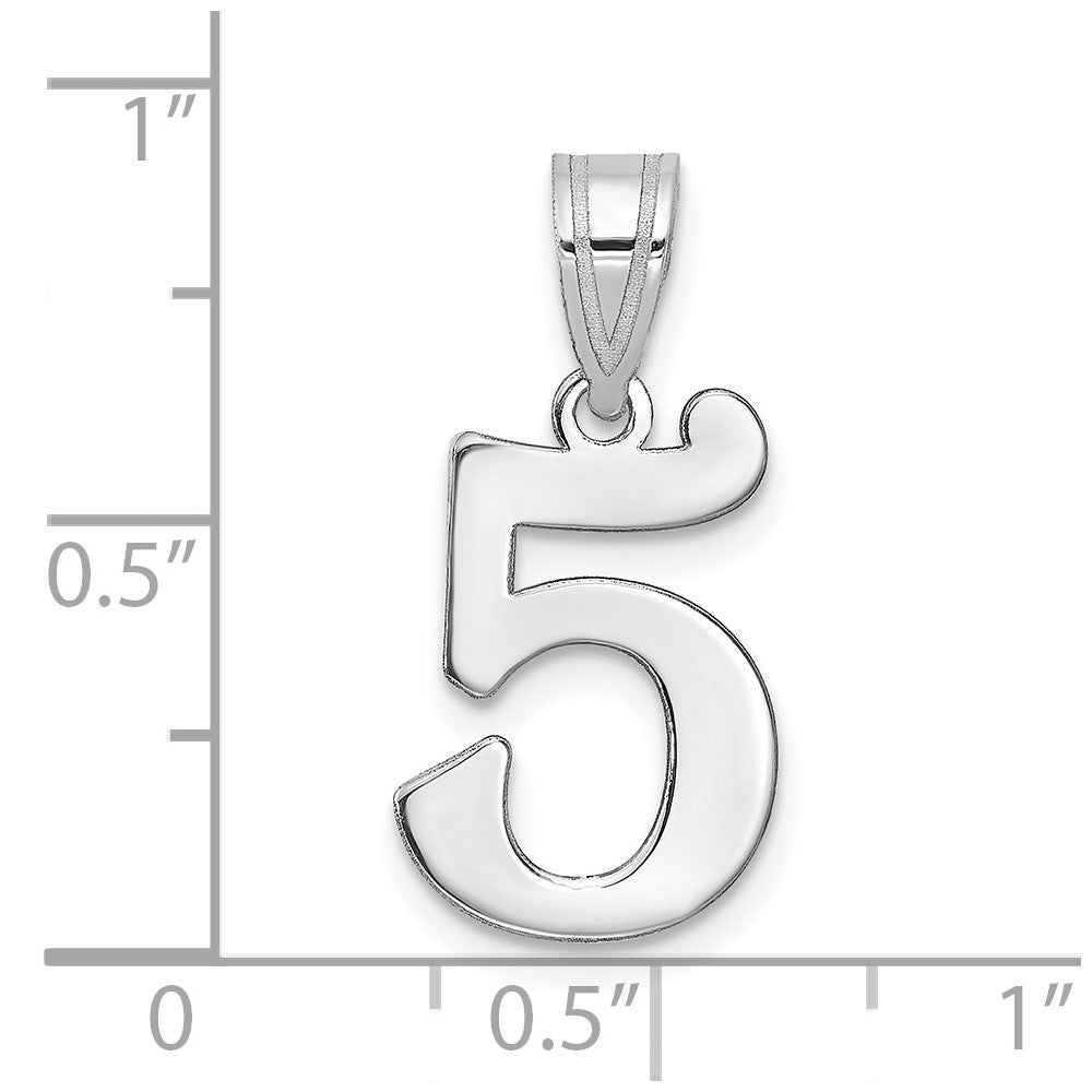 14K White Gold Polished Number 5 Pendant