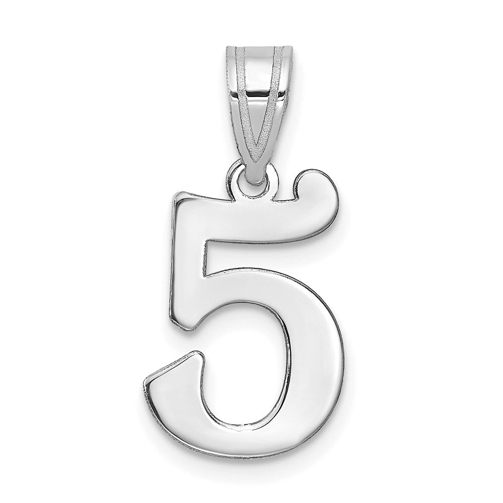 14K White Gold Polished Number 5 Pendant