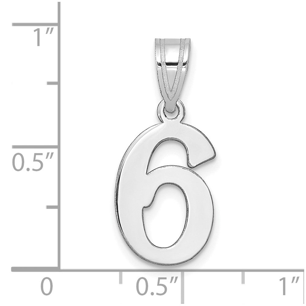 14K White Gold Polished Number 6 Pendant