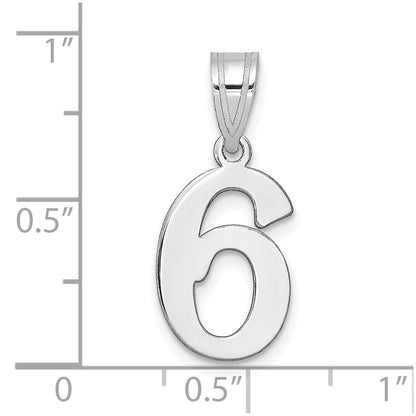 14K White Gold Polished Number 6 Pendant