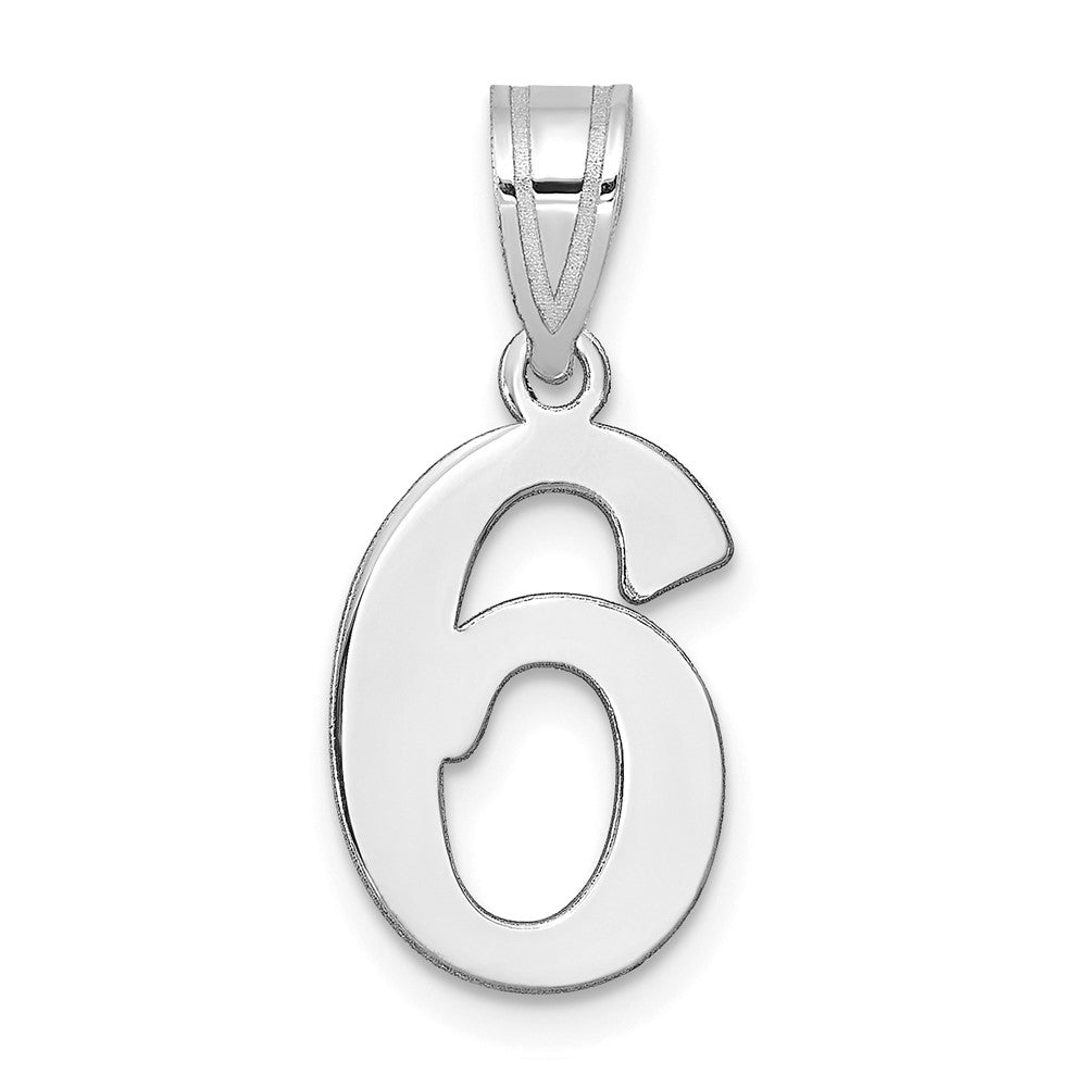 14K White Gold Polished Number 6 Pendant