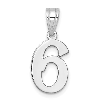 14K White Gold Polished Number 6 Pendant