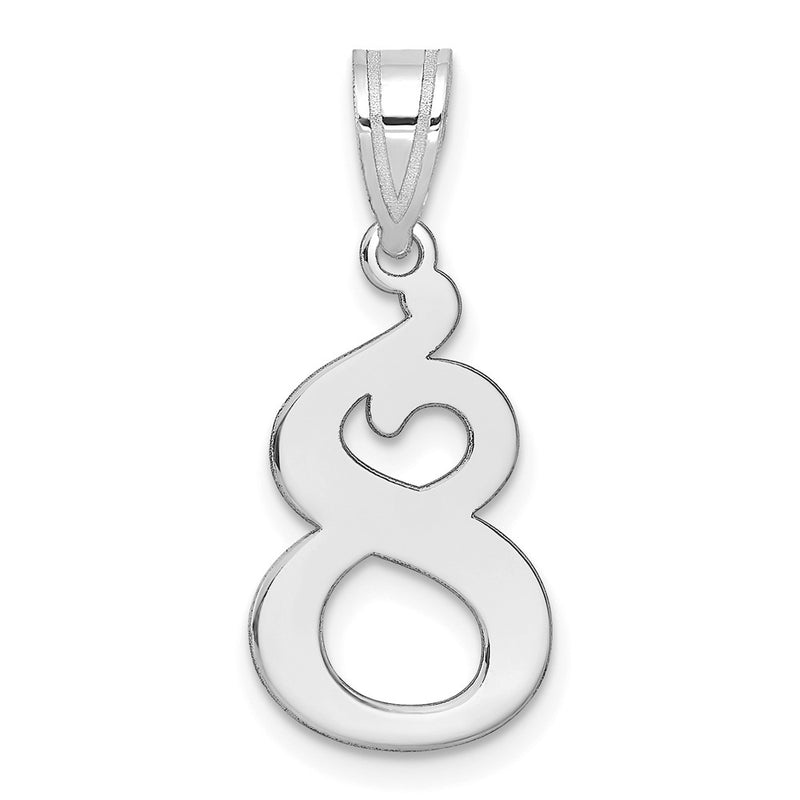 14K White Gold Polished Number 8 Pendant