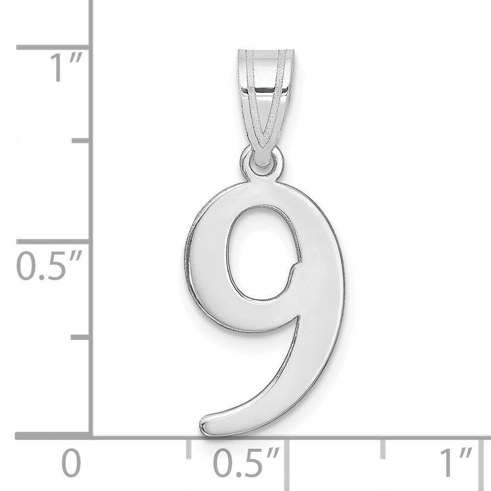 14K White Gold Polished Number 9 Pendant