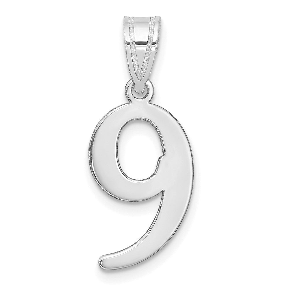 14K White Gold Polished Number 9 Pendant