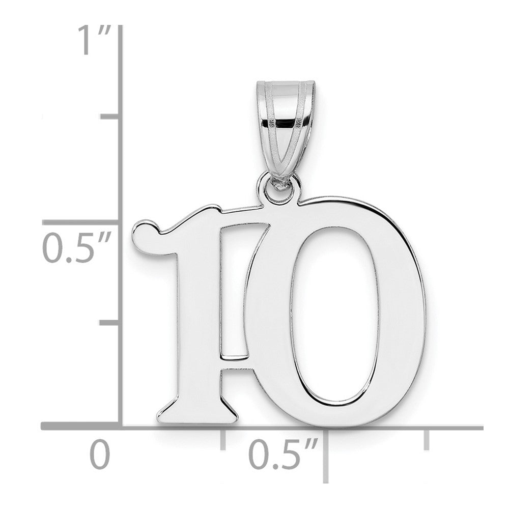 14K White Gold Polished Number 10 Pendant
