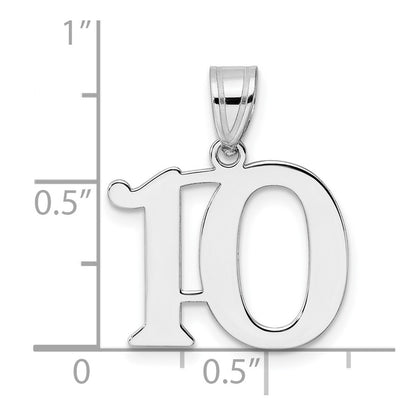 14K White Gold Polished Number 10 Pendant