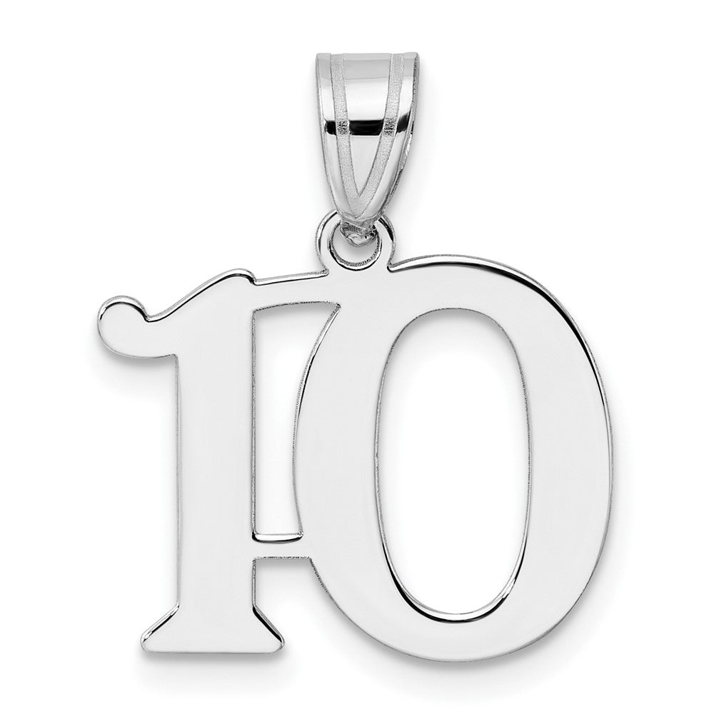 14K White Gold Polished Number 10 Pendant