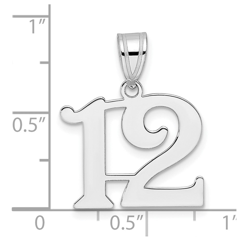 14K White Gold Polished Number 12 Pendant