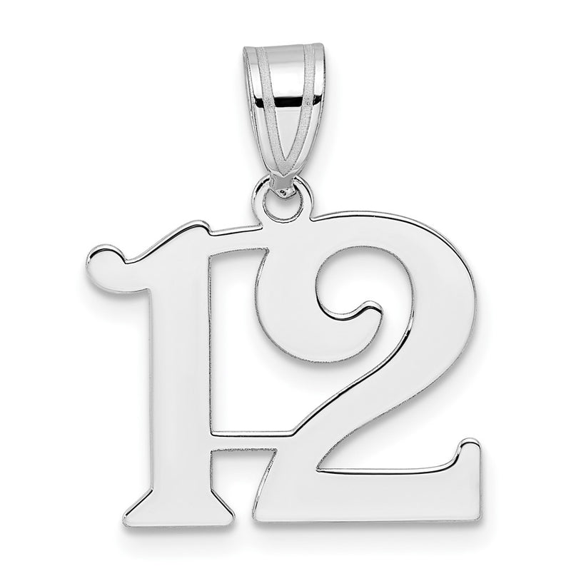 14K White Gold Polished Number 12 Pendant