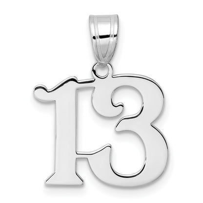 14K White Gold Polished Number 13 Pendant
