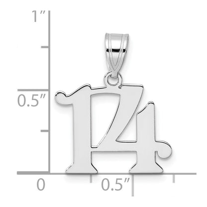 14K White Gold Polished Number 14 Pendant