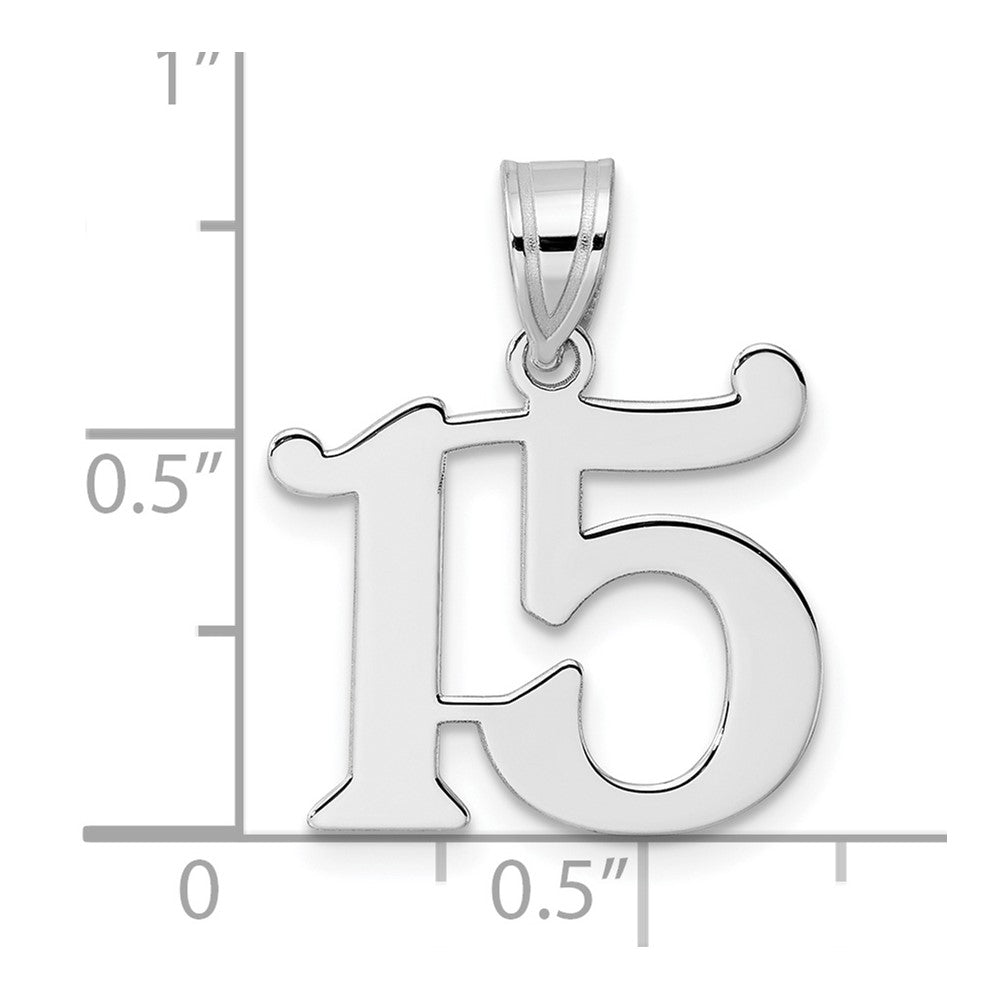 14K White Gold Polished Number 15 Pendant