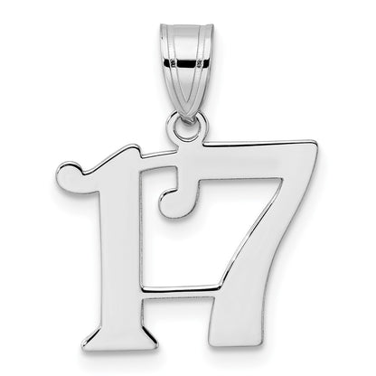 14K White Gold Polished Number 17 Pendant