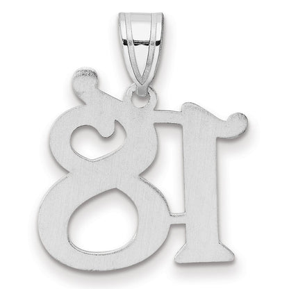 14K White Gold Polished Number 18 Pendant