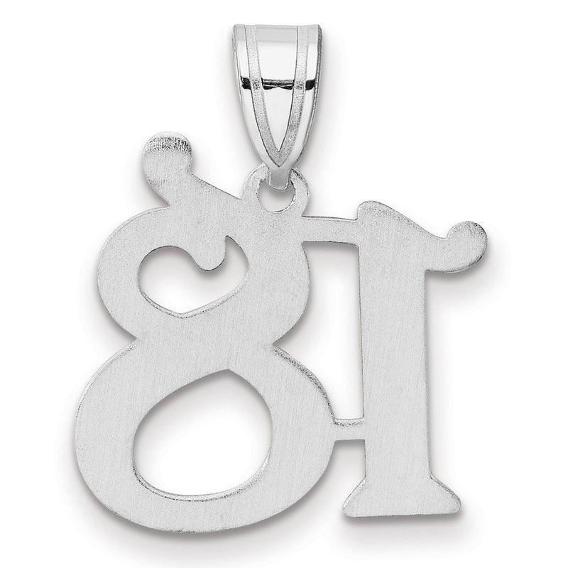 14K White Gold Polished Number 18 Pendant