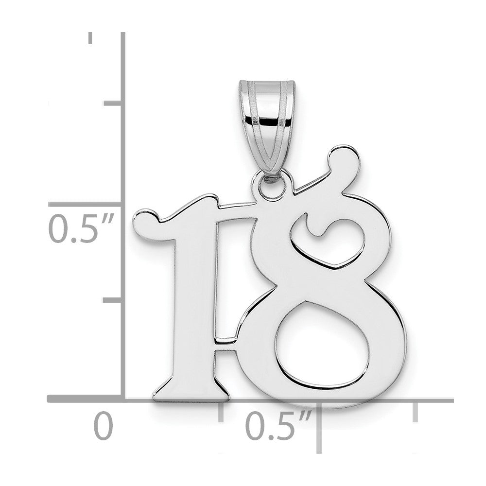 14K White Gold Polished Number 18 Pendant