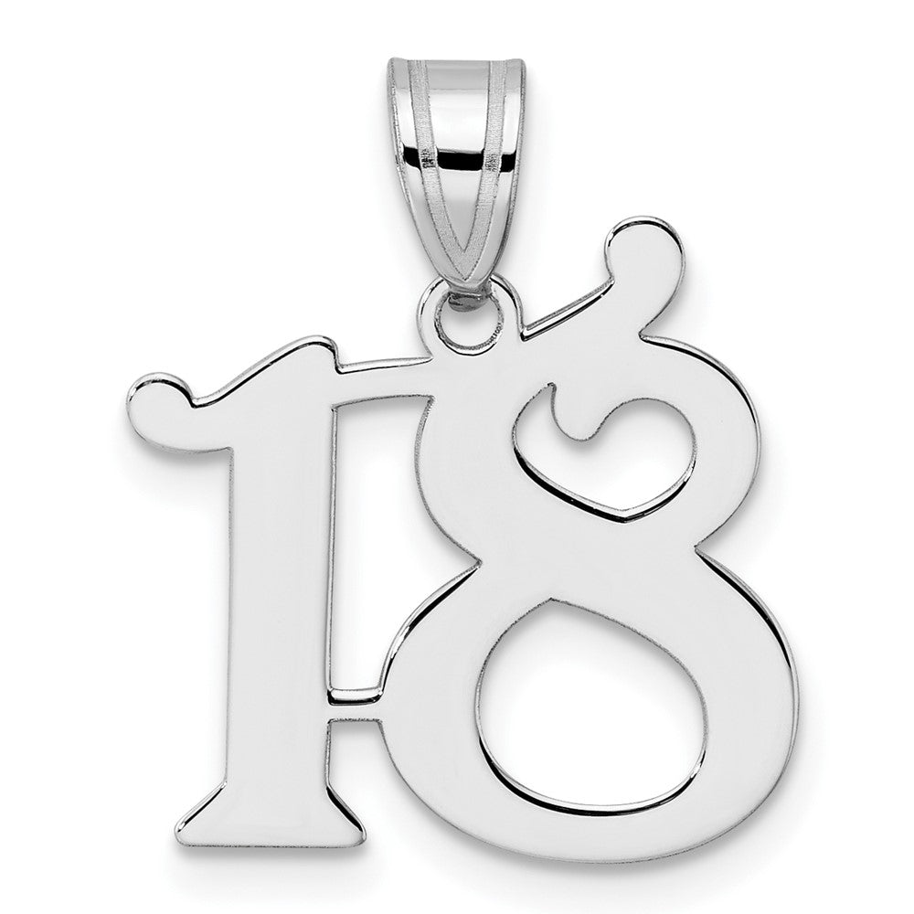14K White Gold Polished Number 18 Pendant