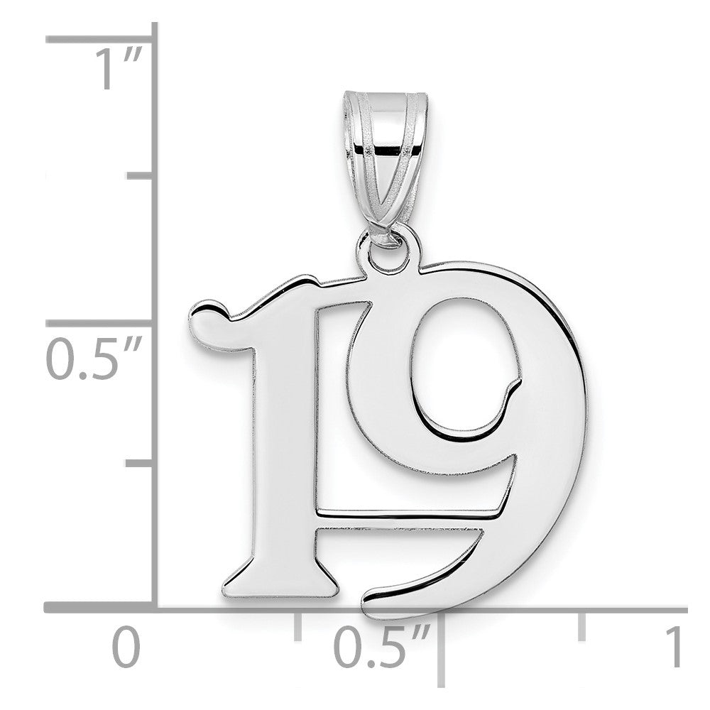 14K White Gold Polished Number 19 Pendant