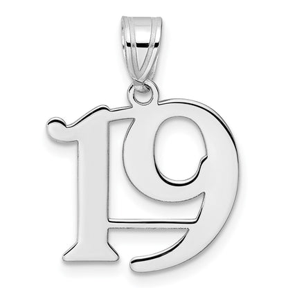 14K White Gold Polished Number 19 Pendant