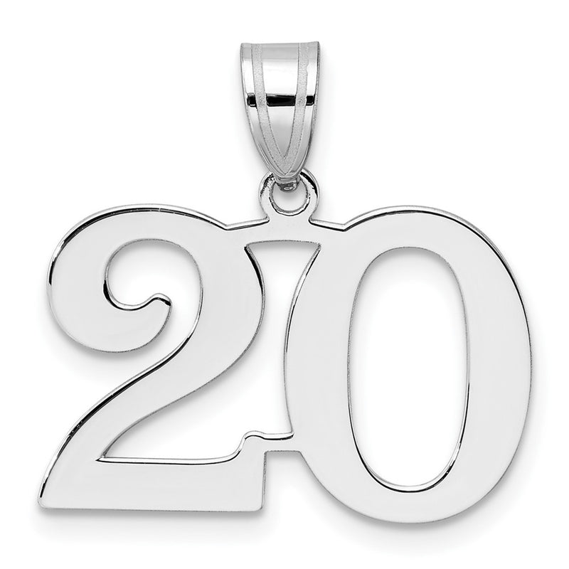 14K White Gold Polished Number 20 Pendant