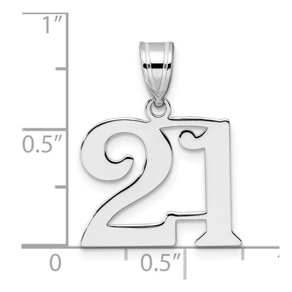 14K White Gold Polished Number 21 Pendant