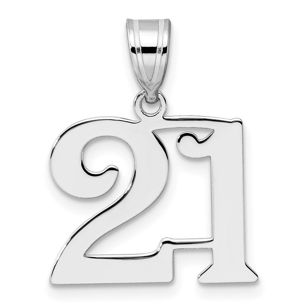 14K White Gold Polished Number 21 Pendant