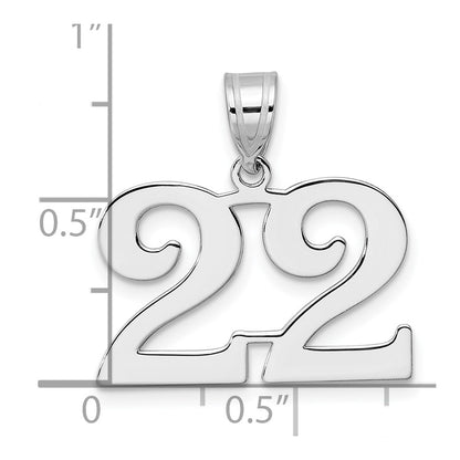 14K White Gold Polished Number 22 Pendant
