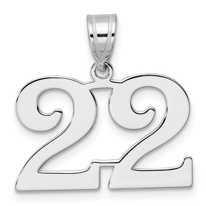 14K White Gold Polished Number 22 Pendant