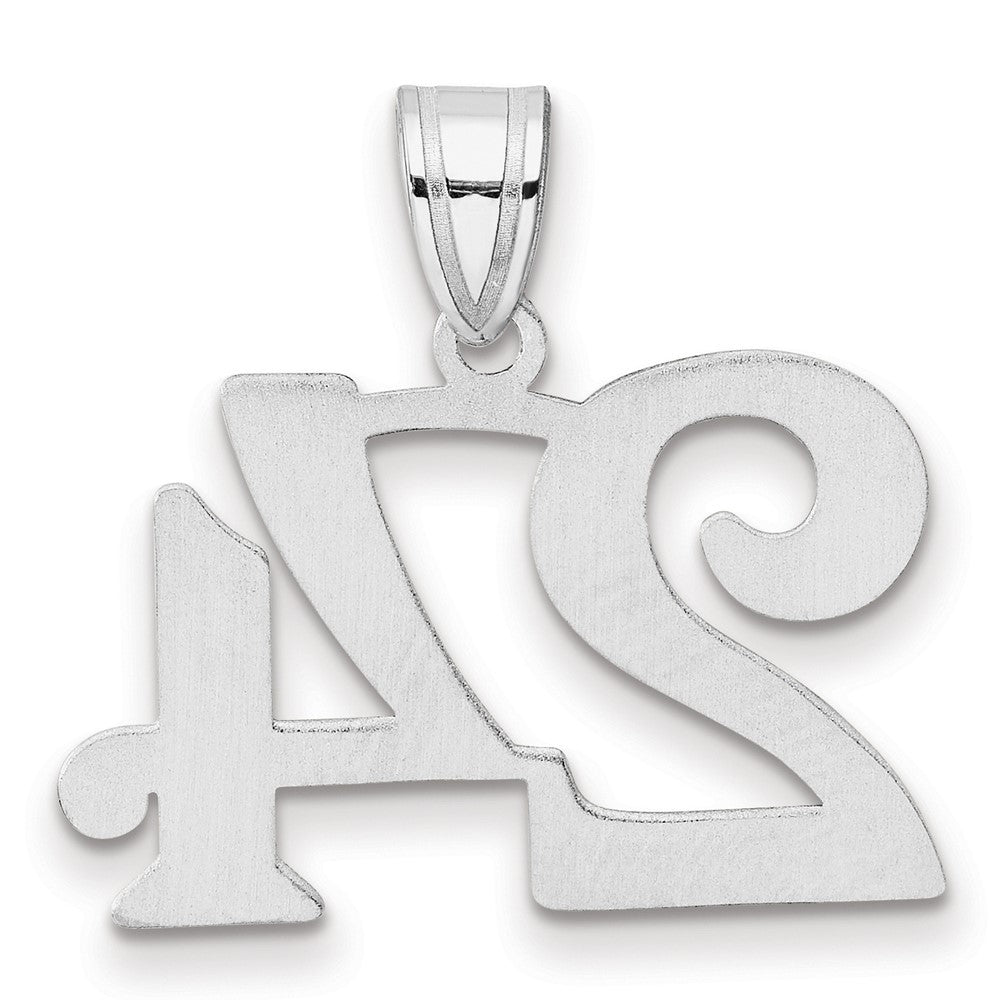 14K White Gold Polished Number 24 Pendant