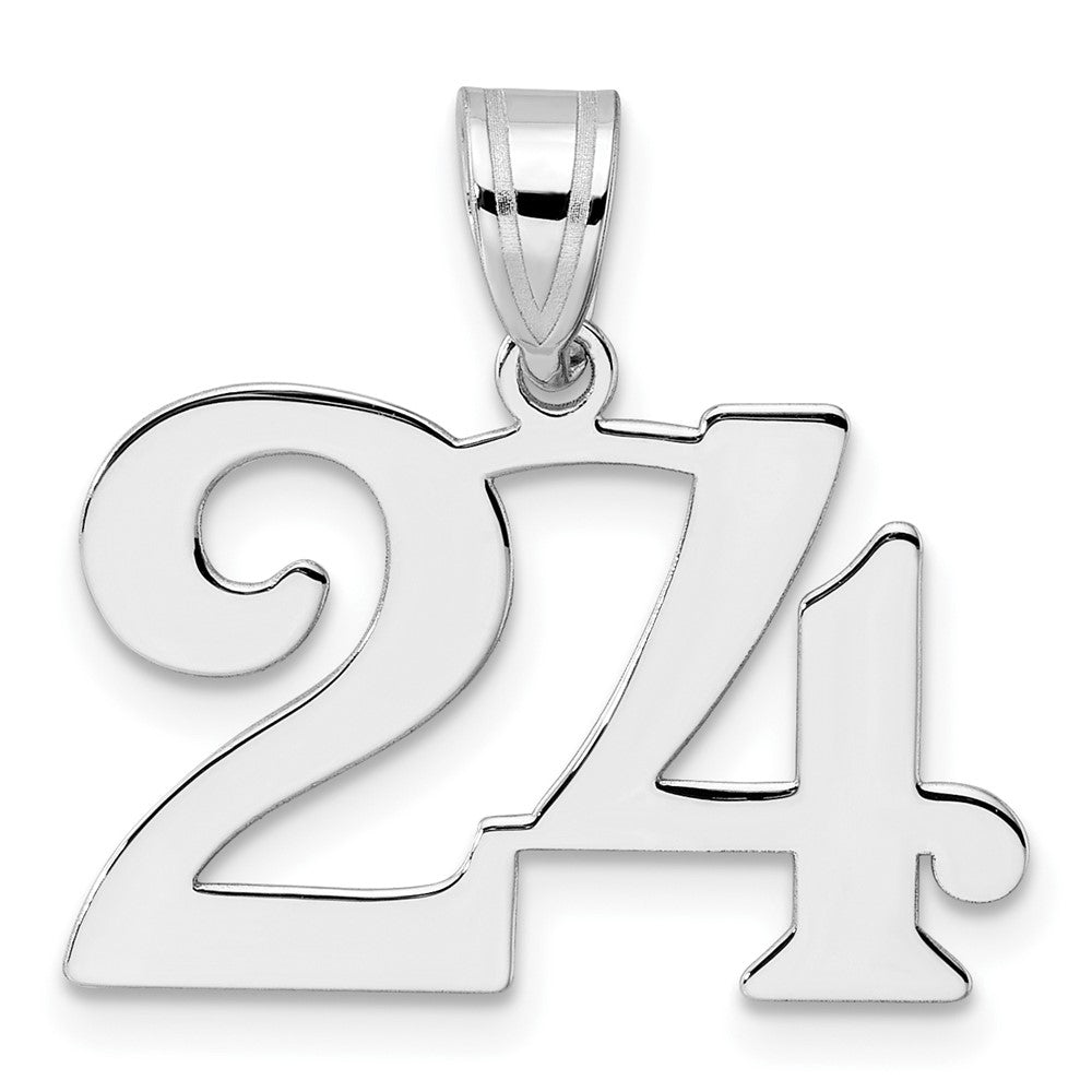 14K White Gold Polished Number 24 Pendant