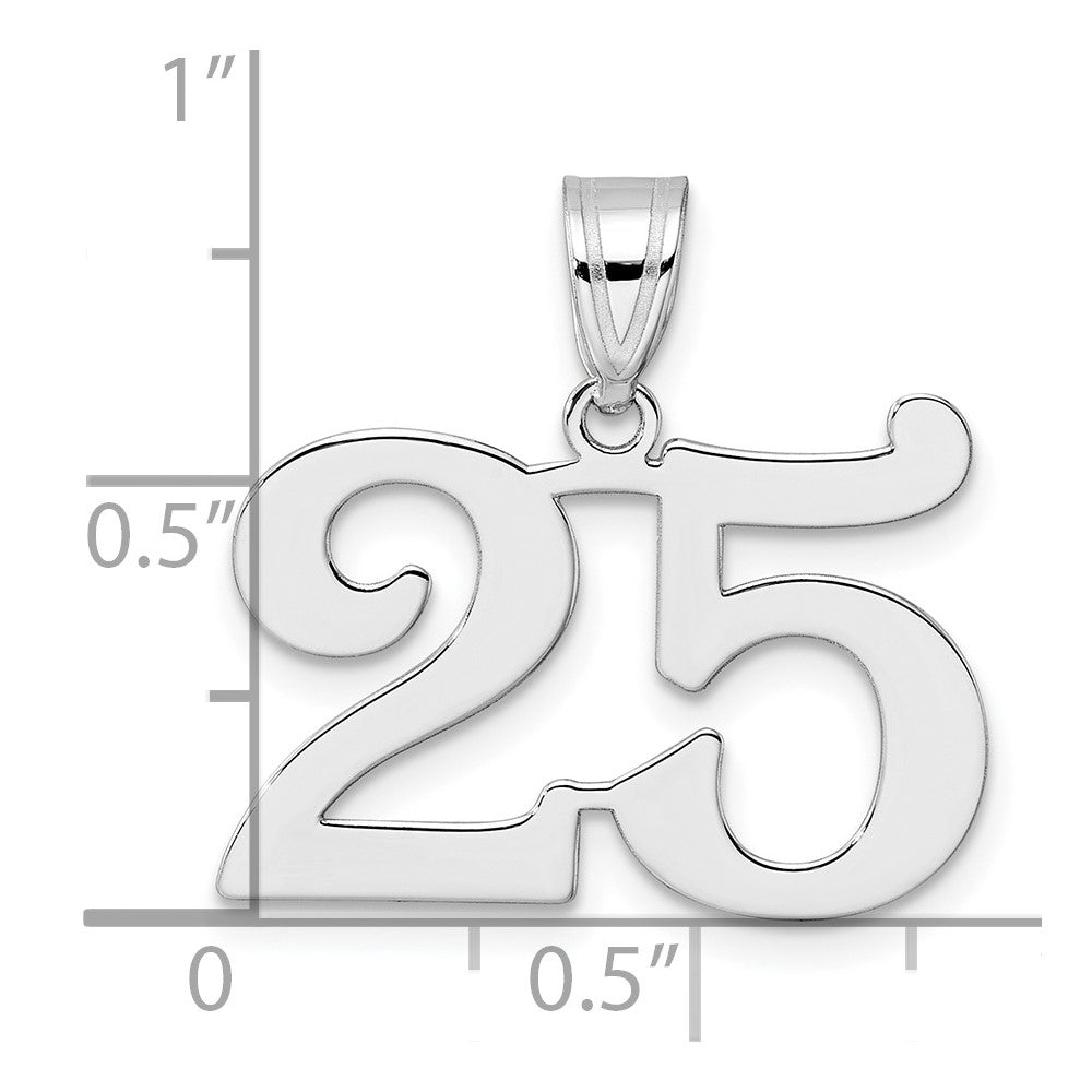 14K White Gold Polished Number 25 Pendant