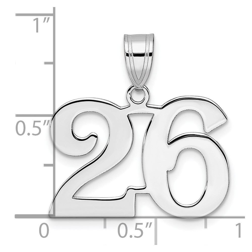 14K White Gold Polished Number 26 Pendant