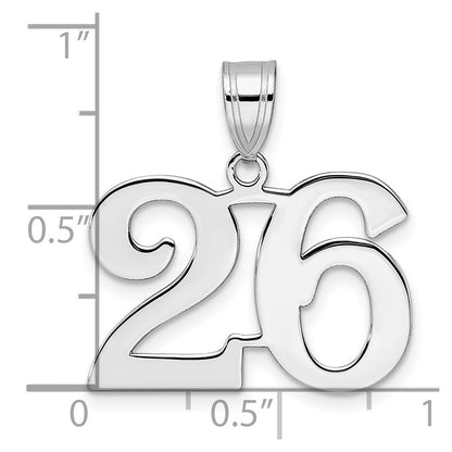 14K White Gold Polished Number 26 Pendant
