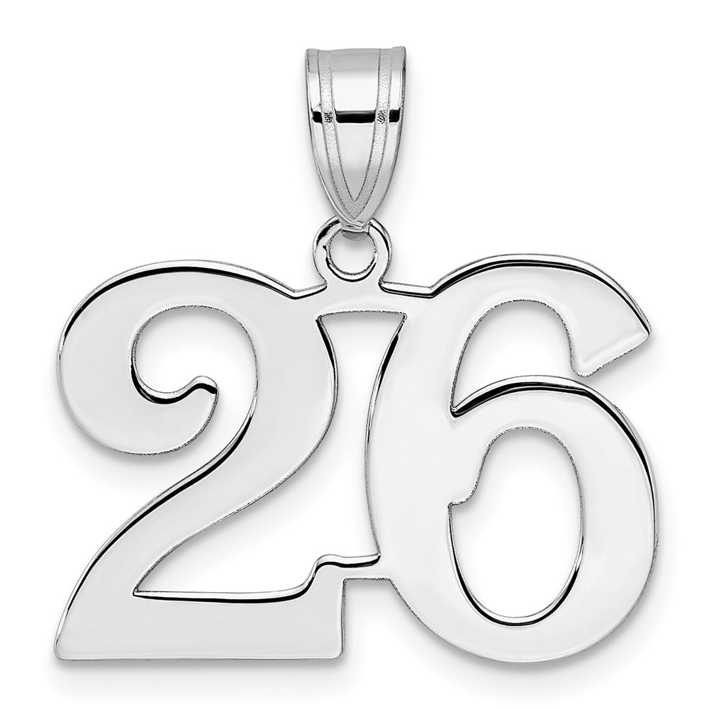 14K White Gold Polished Number 26 Pendant